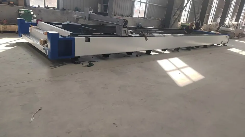 Large custom welded machine bed fabricated from steel plate in the BECO workshop